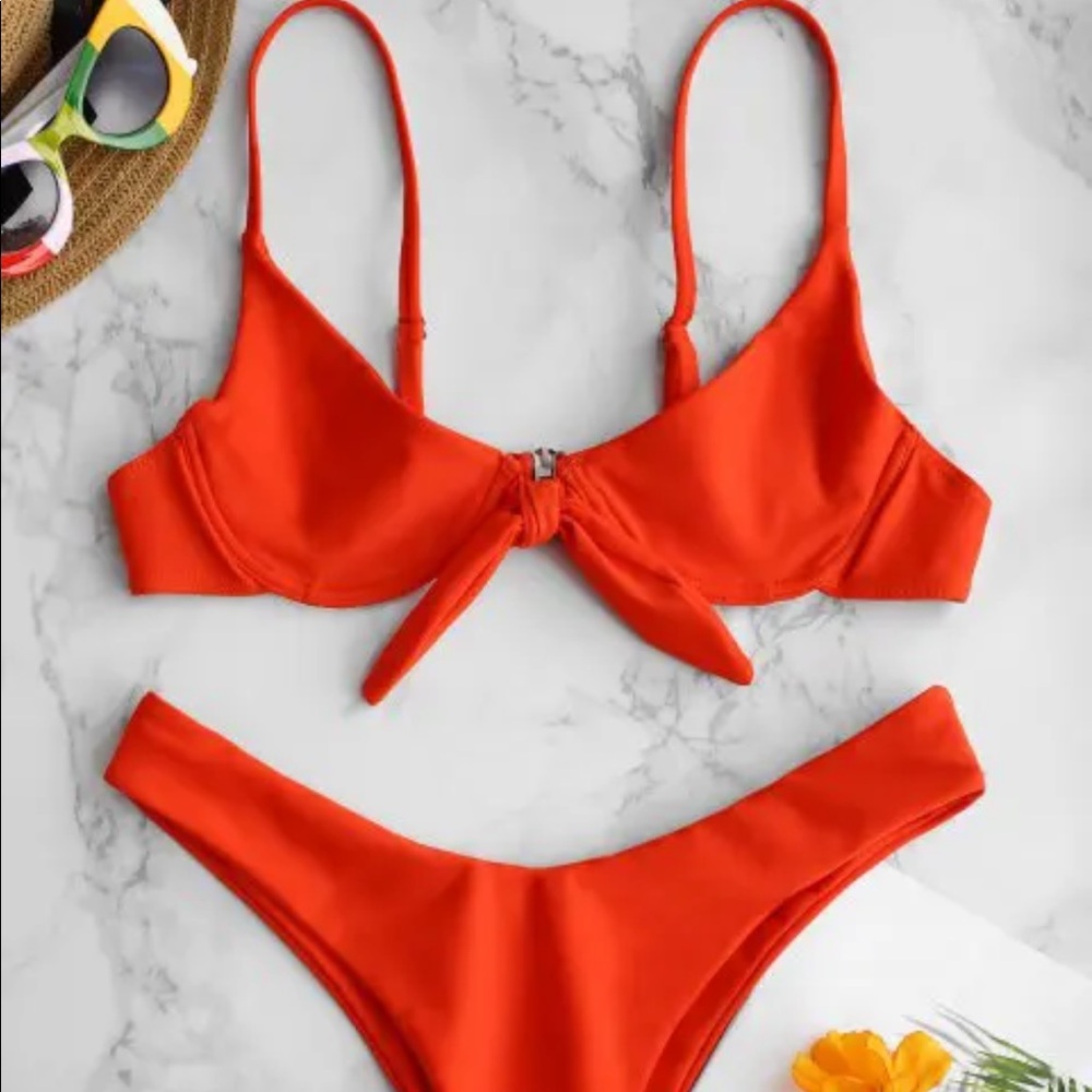 ZAFUL Tied Underwire Bikini Set